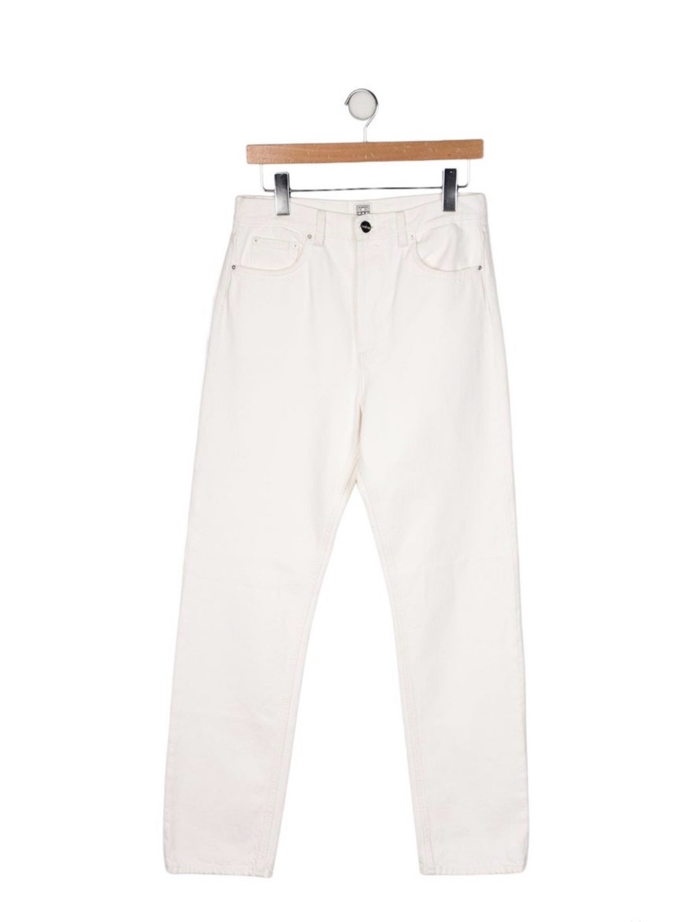 TOTEME Loose Fit Denim Straight Leg Jeans in white.
